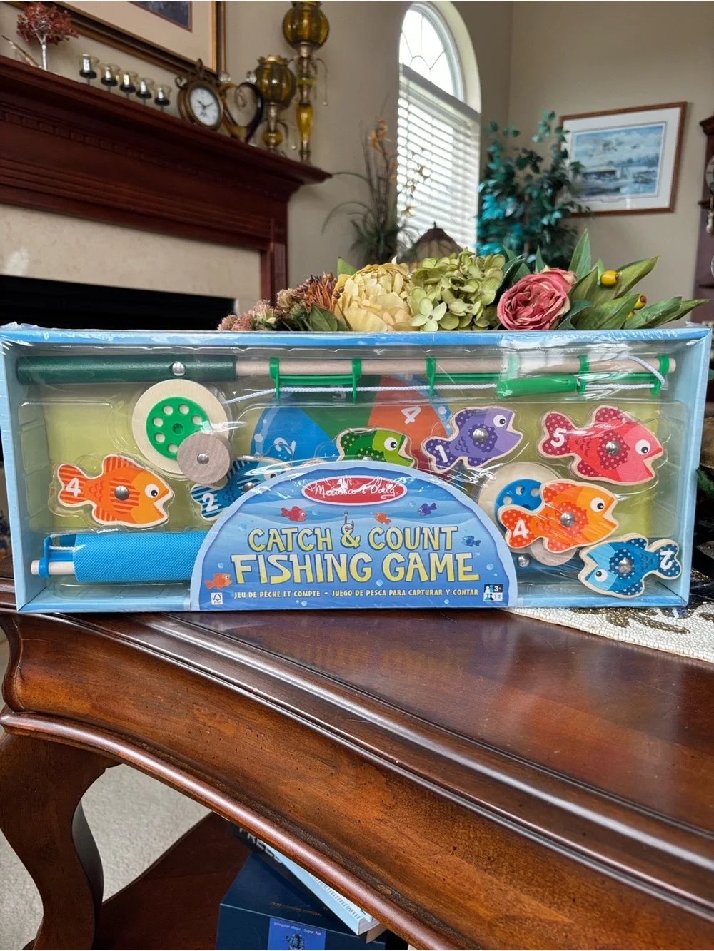 Melissa & Doug Catch & Count Wooden Fishing Game 2 Magnetic Toy Rods Learning
